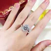 Vecalon Unik Promise Ring 925 Sterling Silver Pave Setting Diamonds CZ Engagement Bröllop Band Ringar för Kvinnor Bridal Smycken