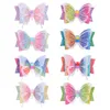 3.5 calowy Brokat Bow Butterfly Hair Clip Fryzury Dziewczyny Gradient Rainbow Kolor Pinów Włosów Akcesoria Naklejki Party Beach Decor 8Colors D6408