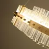 Lustre moderne de luxe éclairage pour salon deux anneaux LED lampes en cristal or-bronze décor à la maison Cristal Lustres 90-260V