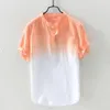 Summer Men's Cool And Thin Breathable Collar Hanging Dyed Gradient Cotton Shirt L5021