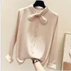 Spring White Polka Dot Sweet Teen -Teen School Girl Shirt Cienka kolorowa urocza szyfonowa bluzka z długim rękawem