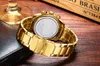 Chenxi Rvs Quartz Horloges Hoge Kwaliteit Gouden Bezel Gold Dial 3 Decoratieve wijzerplaat Roestvrijstalen band 001 Gift voor heren