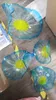 American Murano Flower Plate Arts Lamps Blue Shade Art Decoration 100% Hand Blown Glass Hanging Plates Wall with Scallop Edge