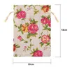 ABUI-30 Pack Rose Cordon Sacs Toile De Jute Fleur Pochette Sacs Cadeau Bijoux Pochettes pour DIY Artisanat Fête De Mariage