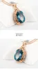 Vintage Blue Crystal Topaz Aquamarine Gemstones Diamonds Women Pendant Halsband 18K Rose Gold Color Choker Jewelry Bijoux Gift8954686