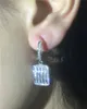 2018 Fashion Drop Earring 925 Sterling Silver Princess Cut Diamond CZ Party Wedding Dangle Örhängen för Kvinnor Smycken Gift