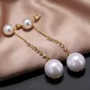 Fashion-Euramerican Mode Krallenkette Ohrringe Mädchen einfaches Temperament lange Perlenohrringe