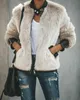 Goocheer di alta qualità da donna caldo orsacchiotto in pile in pelle patchwork tasca manica lunga giacca sottile zip up cappotto outwear oversize