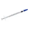 Dispensing Syringes 1cc 1ml Plastic with Tip Dark Blue Cap Pack of 100