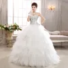 Vestido de Noiva 2019 Prinzessin Brautkleider aus Tüll Spitze Strass Kristall Pailletten Brautkleid Weiß Formale Luxus-Hochzeitskleider