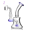 6.3 Inch Purple Black Mini Glass Water Bongs Colorful Oil Rigs Glass Water Pipes With 14mm Female Joint In Stock