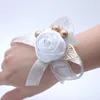 Satin Rose Wedding Bridal Corsage Flowers Bridesmaid handledsblomma för bröllop prom festdekor