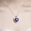 Luxe Echt 925 Sterling Zilveren Ketting Grote 6ct Hart Blauwe Saffier Bruiloft Hanger Ketting voor Vrouwen Sieraden cadeau