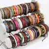 wholesale 100pcs bracelets en cuir de manchette faits à la main en cuir véritable bracelet de mode bracelets pour hommes femmes bijoux mélanger les couleurs tout neuf