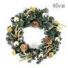 Decoratieve bloemen kransen kerstkrans met batterij aangedreven LED -licht touw voordeur hangende Garland Holiday Home Decorations Deco