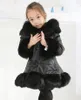 Quente Moda Bebê do inverno casacos de pele para meninas de manga longa com capuz grossas Meninas Jacket para a festa de Natal dos miúdos Fur Outwear Roupas