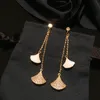Groothandel- Nieuwe 18K Vergulde Fan Vorm Oorbellen Dames Mode Drop Oorbellen Sieraden Mode-sieraden voor Gift Korean Oorbellen