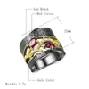 ビンテージブライダル結婚指輪ラッキーツリーパンクガンブラックモザイクレッドジルコンストーン指輪女性ドロップシップ