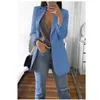 Automne Femmes Casual Slim Blazers Mode Trand Couleur Unie Veste Dame Bureau Costume Designer Noir avec Poches Affaires Notched Blazer Manteaux