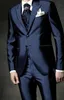 Classic Design Shinny Navy Blue Men Wedding Tuxedos Peak Lapel Two Button Groom Tuxedos Men Dress / Darty Dress (Kurtka + spodnie + krawat + kamizelka) 6