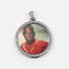 Iced Out Custom Photo Round Pendant Halsband Brass Gold Silver Plated Men Hip Hop Smycken Presentidé