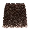 # 4 Brun foncé Péruvien Vague d'eau Cheveux Humains 4Bundles avec Fermeture Faisceaux de Tissage Ondulés Humides Brun Chocolat avec Fermeture Avant de Lacet 4x4