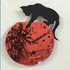 クォーツ時計猫の壁掛け時計アクリルミラーReloj Pared Horloge Needle Diy時計リビングルームの装飾モダンな時計3Dステッカー