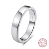 Rinntin 925 Sterling Silver Simple Couple Ring Lovers 'Geometric Bröllop Förlovning Ringar Fina Smycken Graverord TSRC1