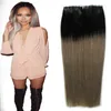 Ombre Tape In Human Hair Extensions Black And Grey Peruvian Sraight Remy Hair Extensions pu Skin Weft Tape Hair Extensions 40 Piece 100g