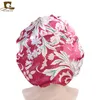 Frauen Doppelschicht seidig DU-RAG Haarabdeckung Zubehör Wellenkappen Rags florale Motorhaube Salonhut Turban Durag Doo Rag Headwrap