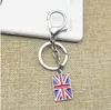 Pendentif porte-clés émail drapeau britannique, breloques en alliage d'argent, porte-clés décoratif pour sac, cadeau