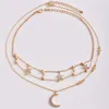 Crystal Star Moon Necklace Gold Choker Multilayer Necklaces Pendant Summer Fashion Jewelry for Women will and sandy