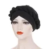 2021 Fashion Pure Color Braid Muzułmańskie kobiety Turban Hat Chemo Cap Zadaszek Zgłoszenie Milk Milk1262o