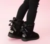 24 U HOT Kinder Bailey 2 Schleifen Stiefel Leder Kleinkinder Schnee Feste Botas De nieve Winter Mädchen Schuhe Kleinkind Schneestiefel