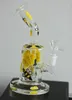 Cute Bee Glass Bong Beaker Hookahs Showerhead Dab Rig oil burner with 14mm Bowl for Smoking Chicha