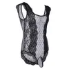 Perizoma da uomo Tuta da uomo in pizzo floreale a pois Tuta intera Lingerie Sexy Biancheria intima gay Abbigliamento da notte Crossdress Sissy Pouch