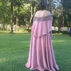 SUITS 2019 ROSE PINK Mother of the Bride Robes Off the épaule en mousseline 3d Appliques florales en perles Robes de soirée invités plus taille Cu