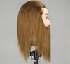 Man 100% riktigt mänskligt hår mannequin övning träning huvud med skägg barber frisör manikin docka huvud för skönhet skolan