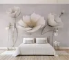 사용자 정의 벽지 3D 노르딕 우아한 꽃 대리석 질감 거실 침실 배경 벽 장식 벽화 바탕 화면
