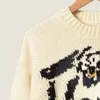 2019 Fall Winter Long Sleeve Round Neck Retro Tiger Print Knitted Pullover Sweater Women Fashion Sweaters D2616118