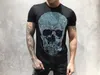 DUYOU mens designer t shirts men short sleeve fashion rhinestone multicolor skulls man t-shirt male high quality Mercerized cotton Top Tees