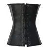 Femmes Steampunk Corsets en cuir Lingerie Sexy Clubwear Boucles gothiques Halterneck PU Cuir Noir Bustier Corsets avec boucles et218j