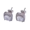 New Fashion White Gold Black Cubic Zirconia Mens and Womens Stud Earrings Hip Hop Round Square Cz Diamond Earring Studs for Couples
