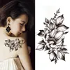 10pcs/lot Black Big Flower Body Art Waterproof Temporary Sexy Thigh Tattoos Rose for Woman Flash Tattoo Stickers 10*20CM KD1050