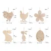 밧줄 매달려 펜던트 장식 장식 부활절 나무 태그 부활절 달걀 토끼 꽃 홈 장식 파티 용품 XBJK2002