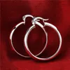 Plated sterling silver Fashion round wide earrings DJSE595 size 3 4X0 7CM;women's 925 silver plate Hoop & Huggie jewelry earr237p