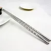 Chinese Food Chopsticks 2Pcs/Pair Stainless Steel Chopsticks Anti-skip Thread Style Portable Metal Chopsticks Kitchen Tableware BH2794 TQQ