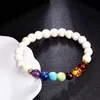 Atacado New Natural Stone Pulseiras 7 Reiki Chakra Equilíbrio Pulseira Frisada para Homens Mulheres Estiramento Yoga Jóias