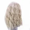 Halloween belle 16 pouces vague profonde mélange de cheveux perruques blondes fibre résistante à la chaleur sans colle synthétique dentelle avant perruque pour les femmes blanches F9952247