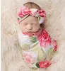 Baby-Musselin-Pucktuch, Decke, Decken, Kinderzimmer-Bettwäsche, Frottee, Baby-Säuglingsblumen, eingewickeltes Tuch mit Stirnband 15070